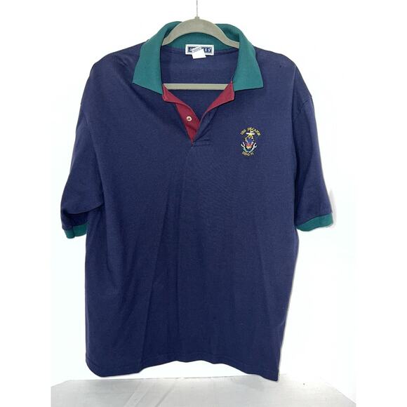 US Navy USS Decatur Shirt Mens Size LARGE Polo Color block VTG 90s Jerzees Brand - Picture 4 of 13